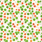Lewis & Irene - Kitchen Garden - 8892 - Nasturtiums Flowers & Leaves Cream - A823.1 - Cotton Fabric