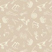 Lewis & Irene - Kitchen Garden - 8895 - Garden Accessories on Taupe - A824.1 - Cotton Fabric