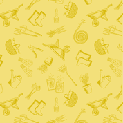 Lewis & Irene - Kitchen Garden - 8896 - Garden Accessories on Yellow - A824.2 - Cotton Fabric