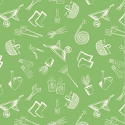 Lewis & Irene - Kitchen Garden - 8897 - Garden Accessories on Green - A824.3 - Cotton Fabric