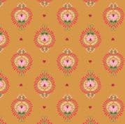 Lewis & Irene - Maya - 6812 - Heart Floral on Amber - A385.1 - Cotton Fabric