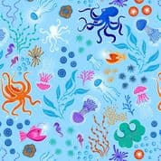 Lewis & Irene - Ocean Glow - 8791 - Under The Sea on Light Blue - A779.1 - Cotton Fabric