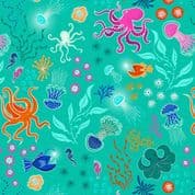 Lewis & Irene - Ocean Glow - 8792 - Under The Sea on Sea Green - A779.2 - Cotton Fabric