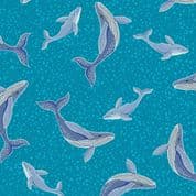 Lewis & Irene - Ocean Glow - 8797 - Whales on Sea Blue - A781.1 - Cotton Fabric