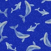 Lewis & Irene - Ocean Glow - 8798 - Whales on Bright Blue - A781.2 - Cotton Fabric