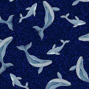 Lewis & Irene - Ocean Glow - 8799 - Whales on Dark Blue - A781.3 - Cotton Fabric
