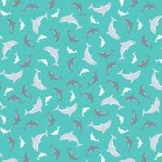 Lewis & Irene - Ocean Glow - 8800 - Dolphins on Turquoise - A782.1 - Cotton Fabric