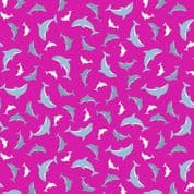 Lewis & Irene - Ocean Glow - 8801 - Dolphins on Pink - A782.2 - Cotton Fabric