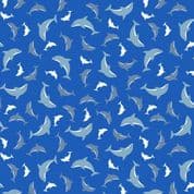 Lewis & Irene - Ocean Glow - 8802 - Dolphins on Blue - A782.3 - Cotton Fabric