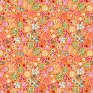 Lewis & Irene - Ocean Glow - 8804 - Coral on Light Orange - A783.2 - Cotton Fabric