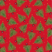 Lewis & Irene - Oh Christmas Tree - CW-X033 - Tree on Red Gold Metallic - C116.2 - Cotton Fabric