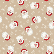 Lewis & Irene - Oh Christmas Tree - CW-X038 - Santa on Beige Gold Metallic - C118.1 - Cotton Fabric