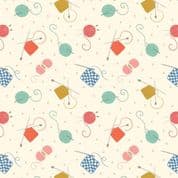 Lewis & Irene Small Things Craft - 7359 - Knitting & Crochet on Cream SM33.1 - Cotton Fabric