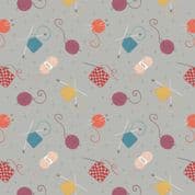 Lewis & Irene Small Things Craft - 7361 - Knitting & Crochet on Grey SM33.3 - Cotton Fabric