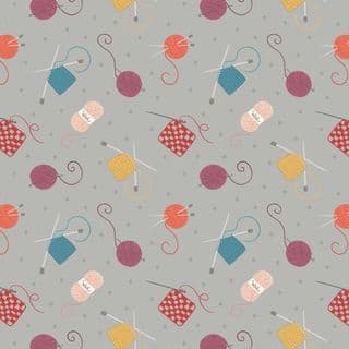 Lewis & Irene Small Things Craft - 7361 - Knitting & Crochet on Grey SM33.3 - Cotton Fabric