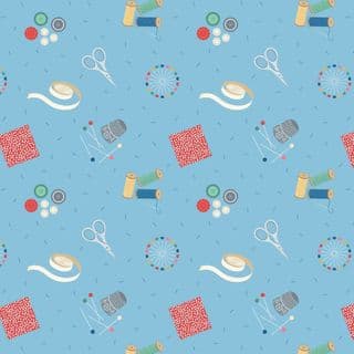 Lewis & Irene Small Things Craft - 7363 - Sewing on Blue SM34.2 - Cotton Fabric