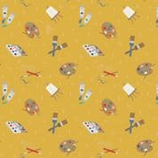 Lewis & Irene Small Things Craft - 7365 - Painting on Yellow SM35.1 - Cotton Fabric