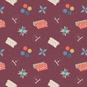 Lewis & Irene Small Things Craft - 7369 - Quilting on Wine SM36.2 - Cotton Fabric
