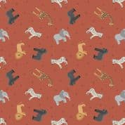 Lewis & Irene - Small Things World Animals - 6883 - African on Rust - SM24.2 - Cotton Fabric
