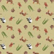 Lewis & Irene - Small Things World Animals - 6886 - Asian on Pale Green - SM25.2 - Cotton Fabric