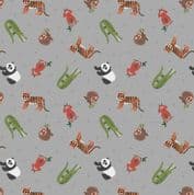 Lewis & Irene - Small Things World Animals - 6887 - Asian on Grey - SM25.3 - Cotton Fabric