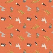 Lewis & Irene - Small Things World Animals - 6890 - South American, Orange - SM26.3 - Cotton Fabric