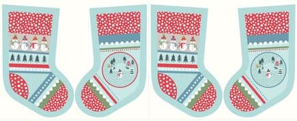 Lewis & Irene - Snow Day - 5998 - Stocking Panel in Aqua - C39.1 - Cotton Fabric