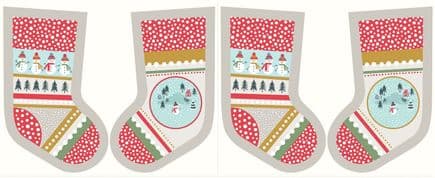 Lewis & Irene - Snow Day - 5999 - Stocking Panel on Grey - C39.2 - Cotton Fabric
