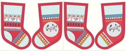 Lewis & Irene - Snow Day - 6000 - Stocking Panel on Red - C39.3 - Cotton Fabric