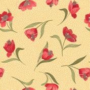 Lewis & Irene - Tulip Fields - 7161 - Mouse and Tulip on Yellow - 460.3 - Cotton Fabric