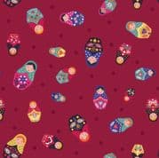 Little Matryoshka - 7963 - Russian Dolls on Red - A566.2 - Cotton Fabric