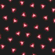 Little Matryoshka - 7970 - Hearts on Black - A568.3 - Cotton Fabric