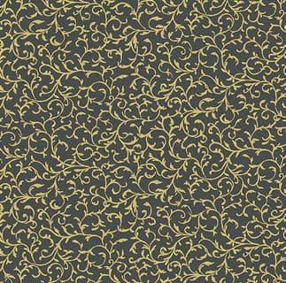 Makower Christmas Essentials - 760 S10 - Gold Metallic Scroll on Charcoal