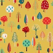 Makower Folk Friends - 7334 - Trees on Chartreuse 2305.Y - Cotton Fabric