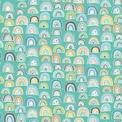 Makower In The Jungle - 8677 - Multicolour Rainbows on Turquoise - 2605 B - Cotton Fabric