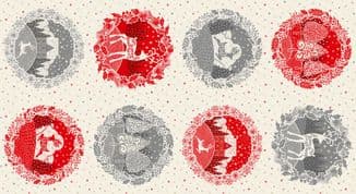 Makower Scandi Christmas 2021 - 7669 - Circle Panel 2361 - Cotton Fabric
