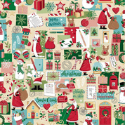 Makower UK - Christmas Wishes - 8953 - Dear Santa on Cream - 032/Q - Cotton Fabric