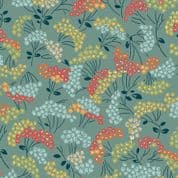 Makower UK - Flower Box - 8856 - Floral Bouquets Laurel on Dusty Teal - 1014 LT - Cotton Fabric