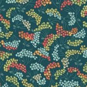Makower UK - Flower Box - 8857 - Floral Bouquets Laurel on Dark Teal - 1014 T - Cotton Fabric