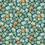 Makower UK - Flower Box - 8859 - Dogwood Flowers on Dark Teal - 1015 T - Cotton Fabric