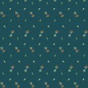 Makower UK - Flower Box - 8869 - Flower Buds on Dark Teal - 1018 T - Cotton Fabric