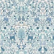 Makower UK - Foxwood - 8822 - Forest Animals Dawn Trail on Blue - 015_B - Cotton Fabric
