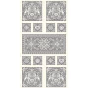 Makower UK - Scandi Christmas 2022 - 8297 - Scandi Table Runner Panel Grey - 2462/S - Cotton Fabric