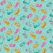 Makower UK - Whiskers - 8833 - Playful Cats on Blue - 008_T - Cotton Fabric