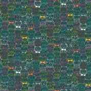Makower UK - Whiskers - 8835 - Cat Portraits on Dark Teal - 009_T - Cotton Fabric