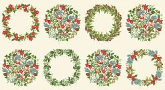Makower UK - Yuletide - 7225 - Wreath Panel - 2229 - Cotton Fabric