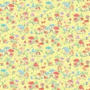 MakowerUK - Fairy Dust - 9034 - Toadstools and Mushrooms on Yellow - 051.Y - Cotton Fabric