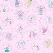 MakowerUK - Fairy Dust - 9041 - Fairy Friends on Pink - 054.P - Cotton Fabric