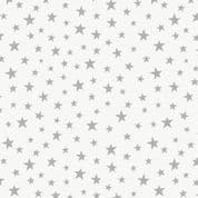 Marvellous Metallics - 7399 - MM1.1 Silver Metallic Stars on Cream - Lewis & Irene Cotton Fabric