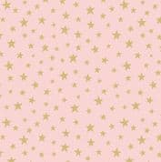 Marvellous Metallics - 7400 - MM1.2 Gold Metallic Stars on Pink - Lewis & Irene Cotton Fabric
